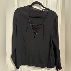 Wilfred Free Black Lace-Up Blouse
